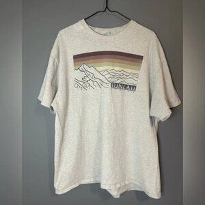 Men’s Graphic Print Gray T-Shirt, size 2XL, “Juneau Alaska” mountain